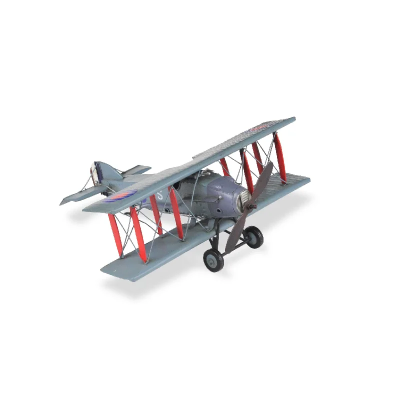 5" Red and Gray Metal Hand Painted 1916 Gray Bristol F28 Fighter Plane Model Airplane