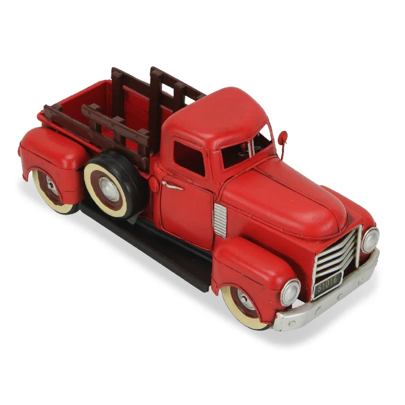 6" Red and Black Metal Hand Painted 1950's Red Truck Model Car