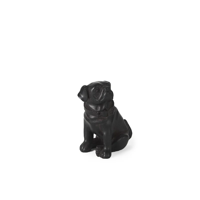 Black Resin Pug Dog Sculpture