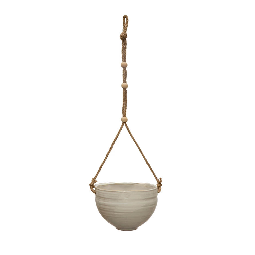 Bloomingville - Hanging Planter with Wood Beads