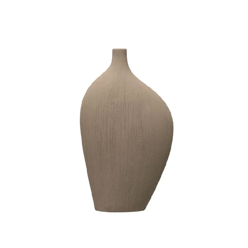 Bloomingville - Textured Stoneware Vase, Matte Gray