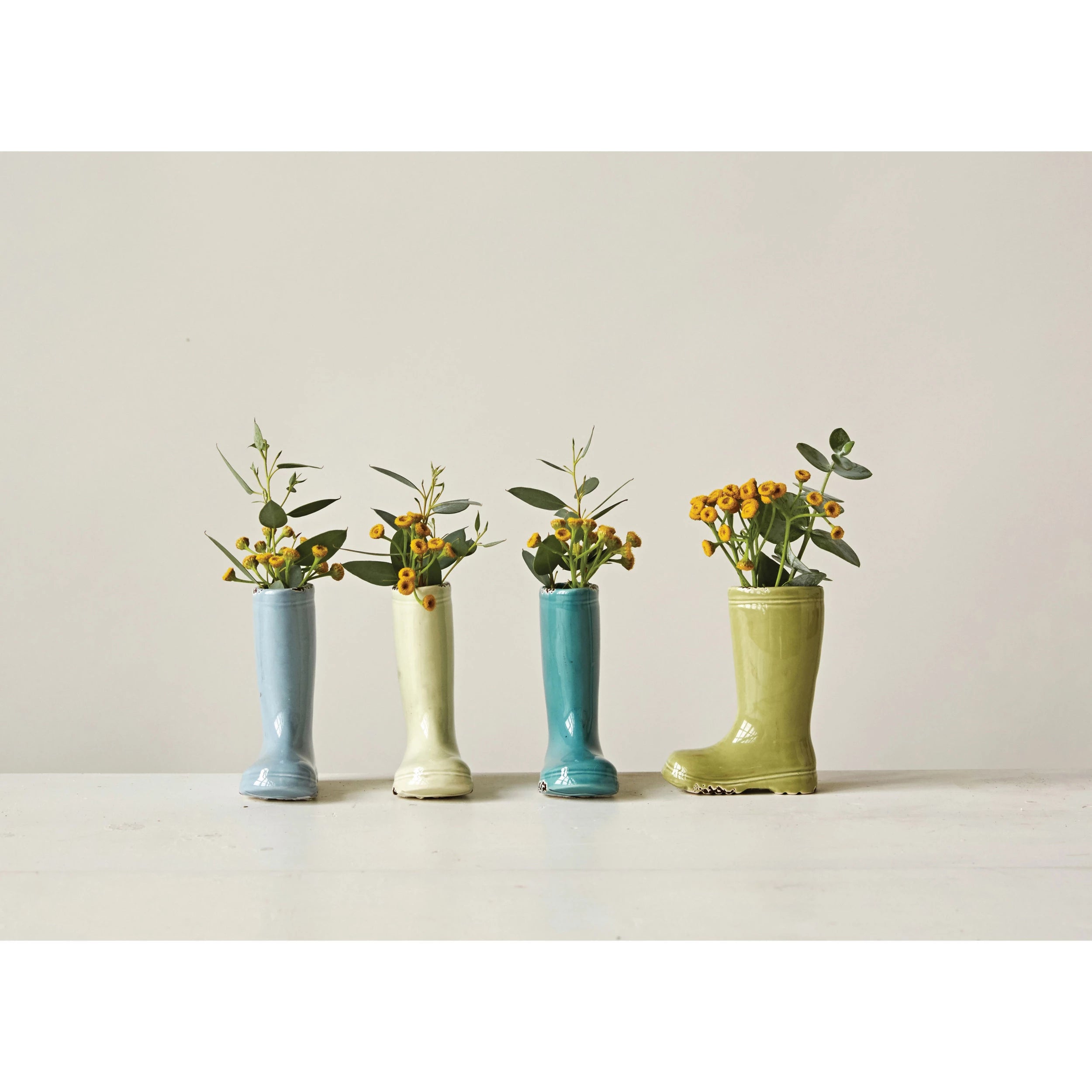 Creative Co-op - Distressed Stoneware Boot Vase