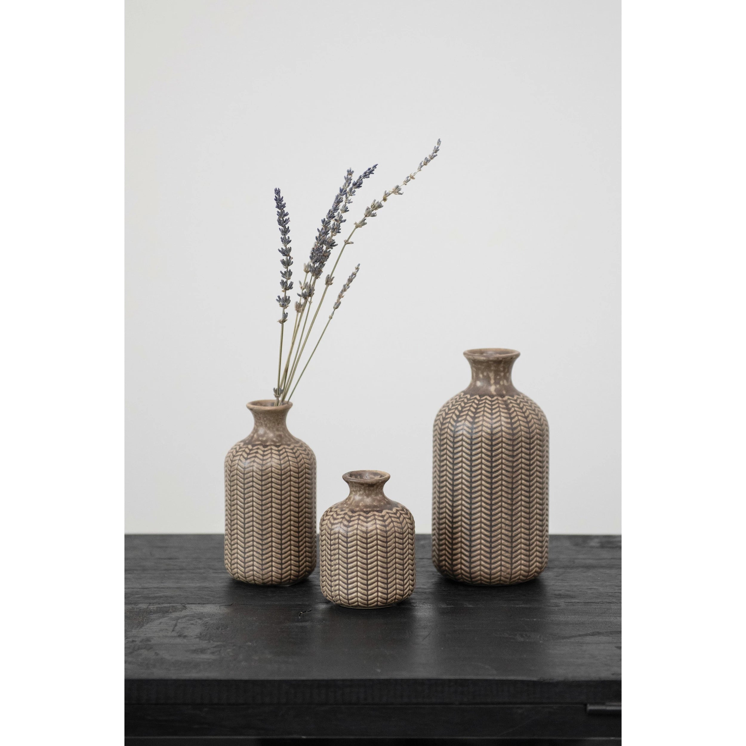 Creative Co-op - Embossed Stoneware Vase