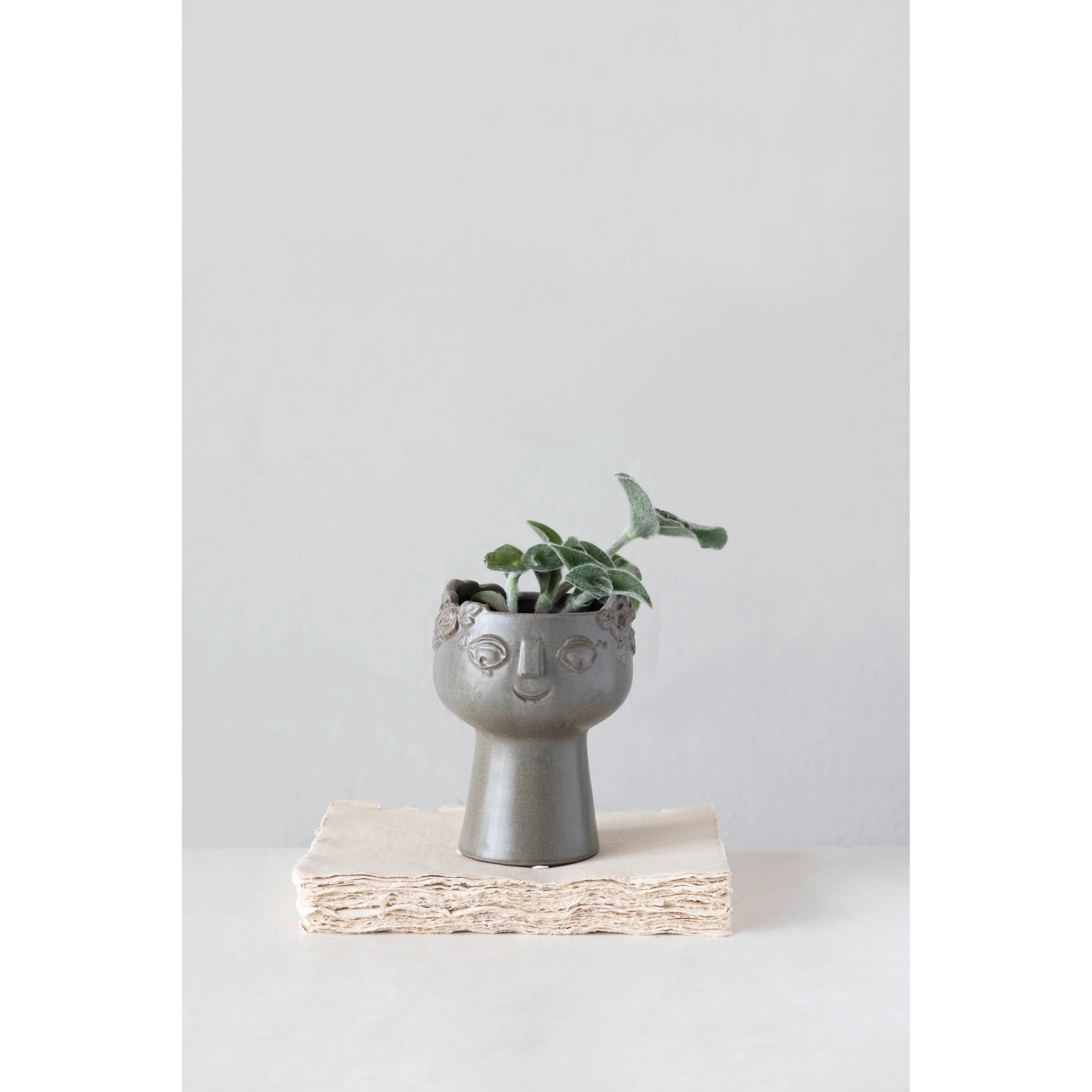 Creative Co-op - Stoneware Planter with Face