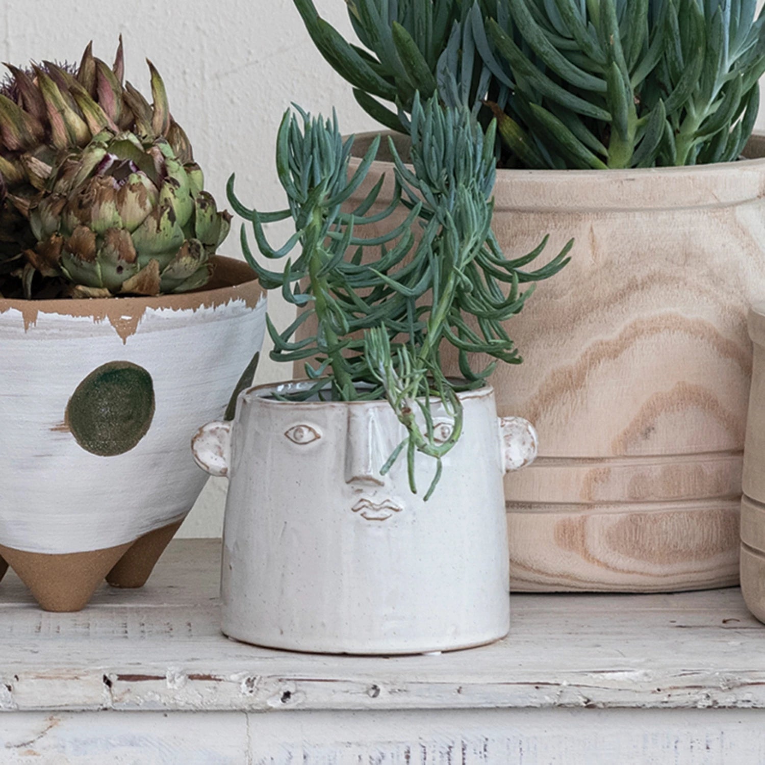 Creative Co-op - Stoneware Planter with Face