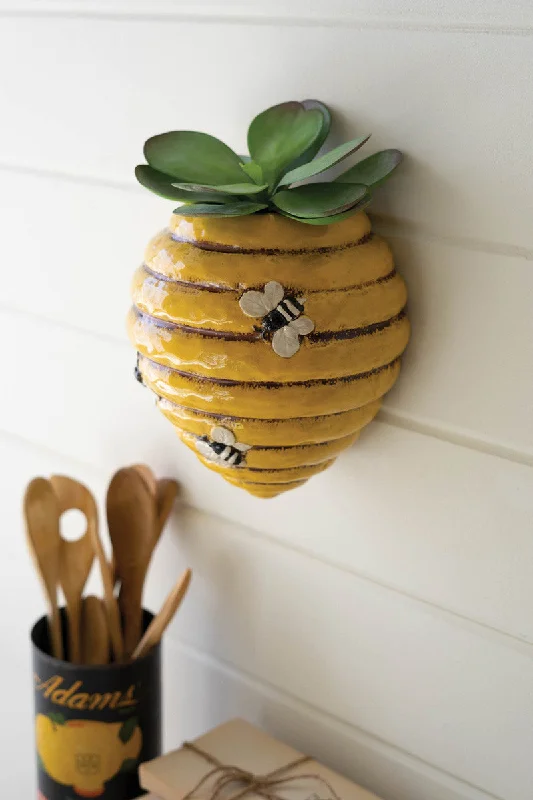 Kalalou - Ceramic Bee Hive Wall Planter