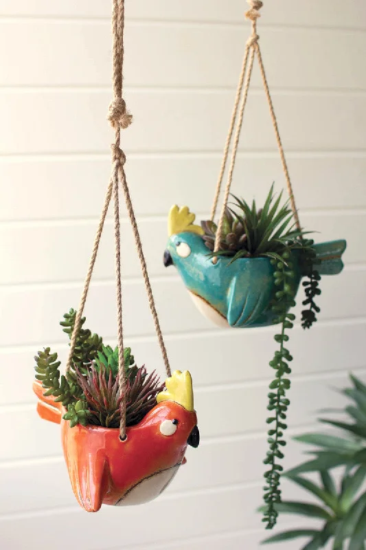 Kalalou - Ceramic Bird Hanging Planters