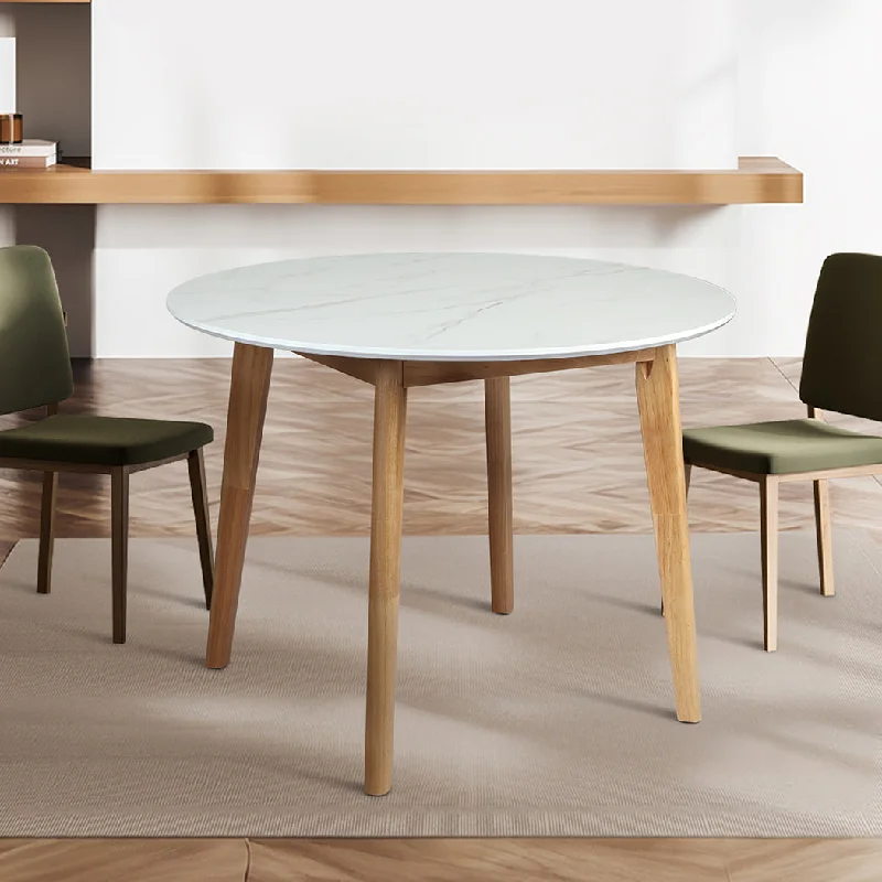 Dining Table Round Rubberwood Base 100cm - White