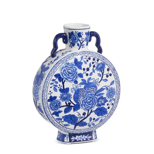 RAZ Imports - Blue & White Floral Handled Vase