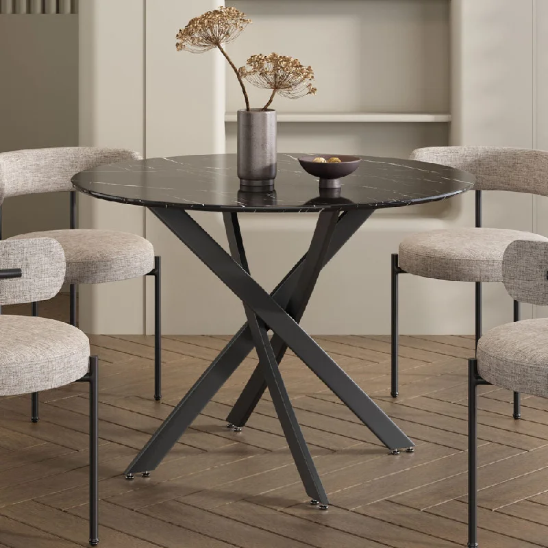 Brady Round Marble - Effect Table - Black