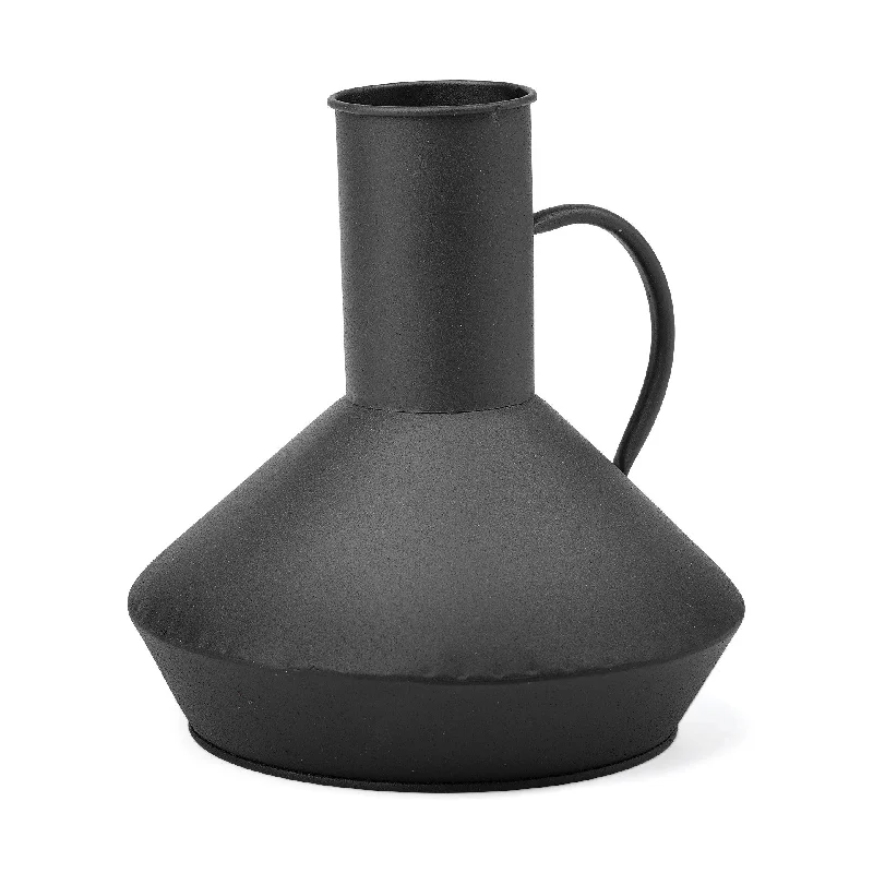 8" Black Metal Decorative Jug Tabletop Sculpture