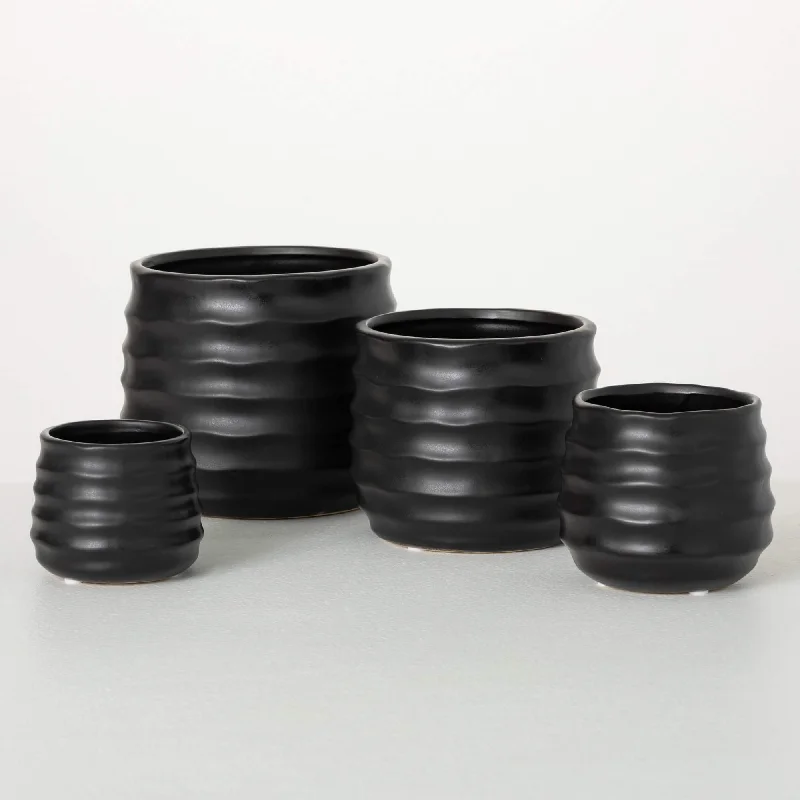 Sullivans - Ebony Ribbed Pots