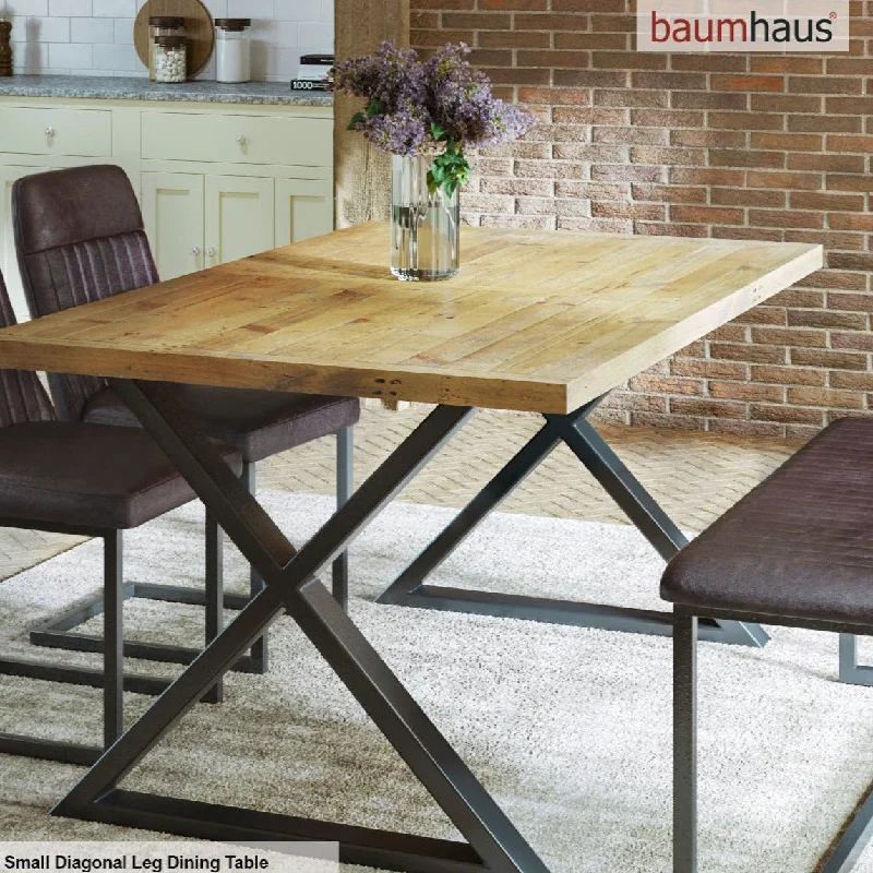 Urban Elegance - Reclaimed Wooden Dining Table - Diagonal Leg - Seats 4-6