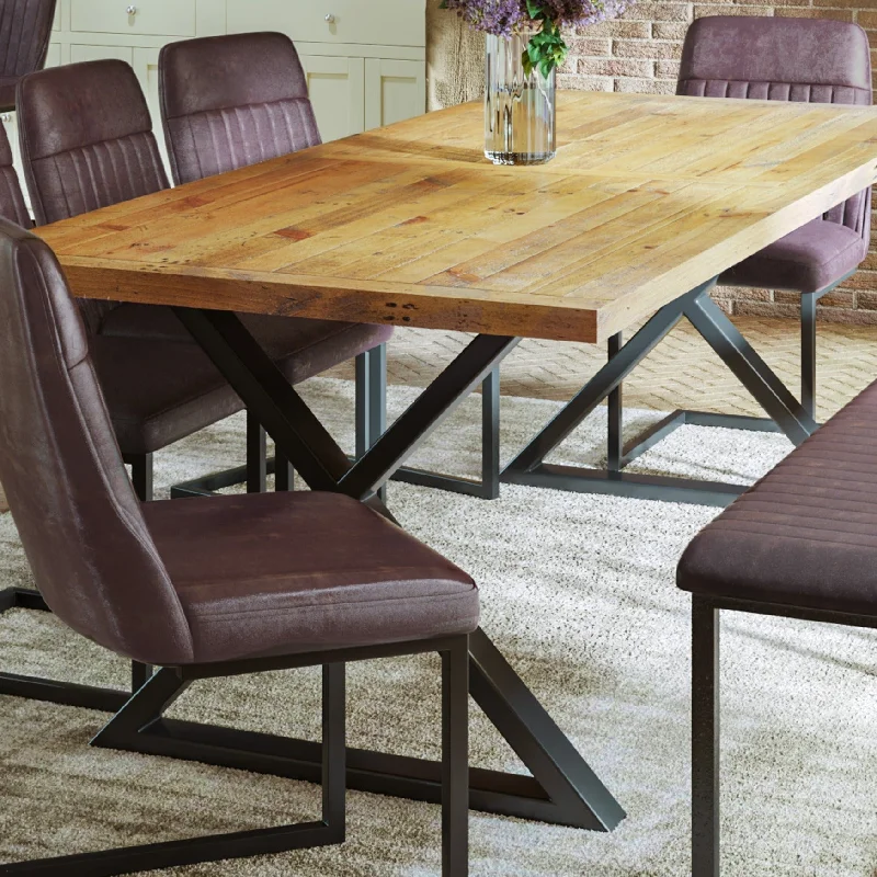 Urban Elegance - Reclaimed Wooden Dining Table - Diagonal Leg- Seats 6-10