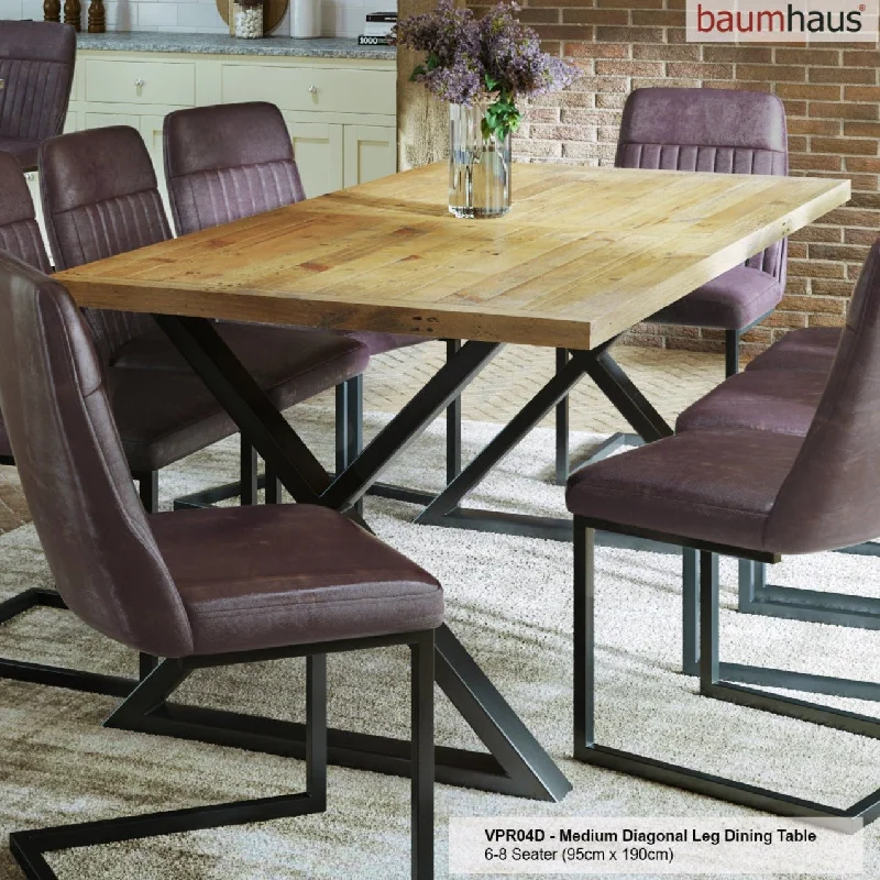 Urban Elegance - Reclaimed Dining Table - MEDIUM (Diagonal Leg) 6-8 seater