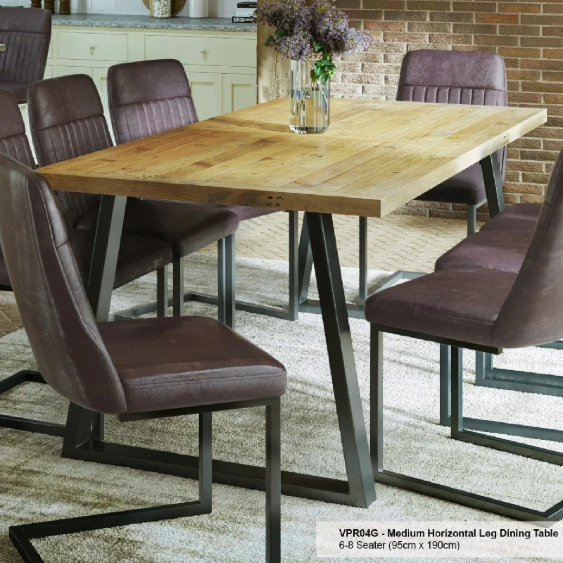 Urban Elegance - Reclaimed Dining Table - MEDIUM (Horizontal Leg) 6-8 seater